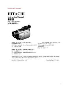 Hitachi VM H835 LA manual. Camera Instructions.